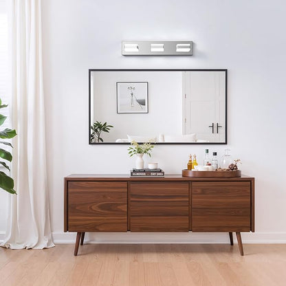 Bathroom Lighting Fixtures Over Mirror, 3 Light Bathroom Vanity Light Fixtures with Cool White 5000K, Silver LED Modern Vanity Wall Lights for Bath, Dressing Room, Restroom, 21.6 inch