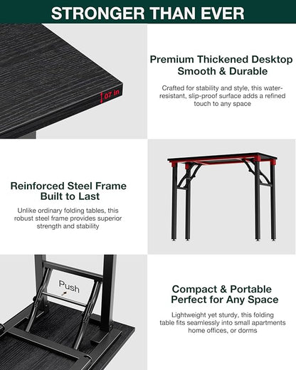 Frylr Small Folding Computer Desk – Portable 35.8 Inch Foldable Laptop Table, Collapsible and Compact for Easy Storage and Fast Setup, Lightweight for Small Spaces, Craft and Study Use, Dark Oak