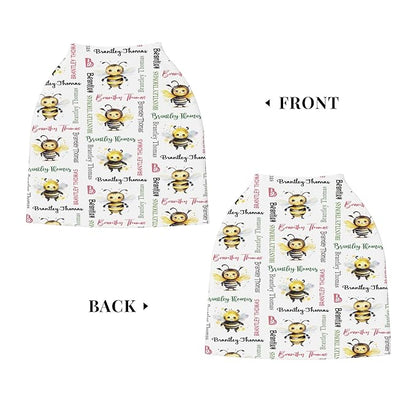 Personalized Baby Car Seat Cover with Name Stroller Canopy Custom Bee Carseat Cover Newborn Baby Boy Girl Nursing Cover for Moms First Birthday Gift