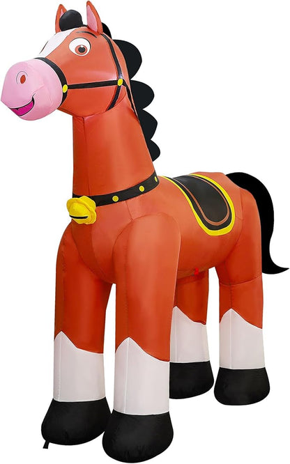 Lulu Home 6.2FT Giant Christmas Inflatable Horse, Blow Up Horse with Built-in LED Lights, Air-Blown Animal Holiday Display for Indoor Outdoor Yard Lawn Farm Ranch Animal Themed Party Decoration