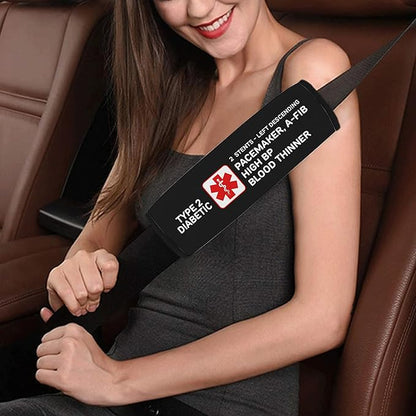 Type 2 Diabetic Custom Size Medical Alert Car Seat Belt Cover for Adults Girls and Boys Safety Seatbelt Belt Strap Shoulder Pad for a More Comfortable Driving 77