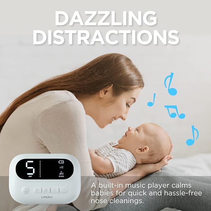 Pro Baby Nasal Aspirator - Built-in Music & Night Light - Rechargeable Nose Booger Sucker for Infants Babies Kids Toddlers - Snot Removal