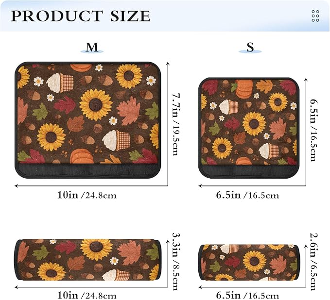 2 Pack Seatbelt Covers Seat Belt Cover Pad for Adults Boys Girls Car Seat Strap Covers Pads Cushion Universal Shoulder Strap Pad Protector for Backpack Camera Bag 6.5 Inch Sunflowers Maple Leaves Pump