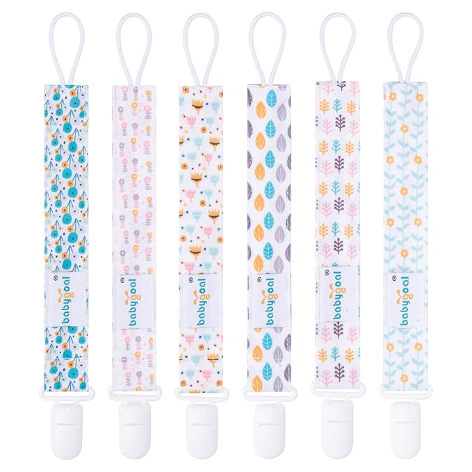 babygoal Pacifier Clips, 6 Pack Binky Paci Holder Leashes Fits for Most Baby Pacifiers and Binkies