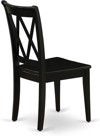 East West Furniture DLCL5-BLK-W 5 Piece Dining Table Set for 4 Includes a Round Kitchen Table with Dropleaf and 4 Dining Room Chairs, 42x42 Inch, Black