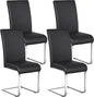 Yaheetech Dining Chairs Set of 4 Modern Faux Leather Upholstered Dining Room Chairs with High Back and Metal Chrome Legs for Kitchen/Living Room/Restaurant, Black