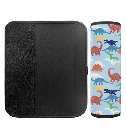 ENLACHIC Baby Car Seat Belt Cover, Cute Dinosaur Print Car Seat Shoulder Strap Pads, Infant Car Seat Cushion Safety Seatbelt Protector for Kids Boys Girls,Blue Dinosaur