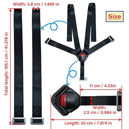 Universal 5 Point Baby Seat Chest Harness with Locking Buckle Adjustable Straps Replacement for Baby Highchair Stroller Pushchair