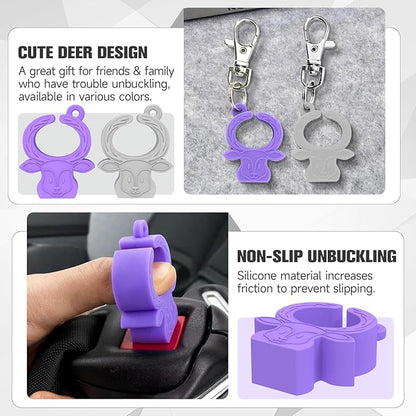 MORLIKE LIVING Silicone Buckle Release Tool, Unbuckle Assistant, Easy Buckle Release Aid for Parents and Caregivers to Unbuckle (Purple-Grey)