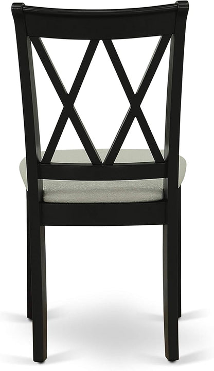 East West Furniture DUCL7-BLK-C 7 Piece Dining Room Furniture Set Consist of a Rectangle Dining Table and 6 Linen Fabric Upholstered Chairs, 36x60 Inch, Black