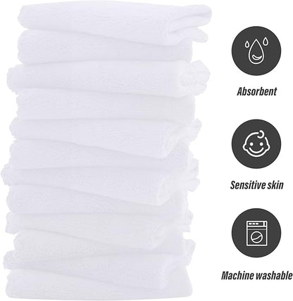 Sunny zzzZZ Ultra Soft 24 Pack Baby Washcloths - 10x10 Inches - Coral Fleece Extra Absorbent Wash Clothes for Babies, Infants and Toddlers - Sensitive Skin and Newborn - Ideal Baby - White