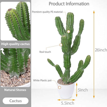 Artificial Cactus 26inch Faux Cacti Fake Saguaro Plants for Indoor Outdoor Home Office Garden Decor
