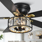 52" Crystal Farmhouse Ceiling Fan with Lights and Remote,Flush Mount Ceiling Fan,Chandelier with 5 Reversible Blades,3 E12 Base Lights,Quiet Motor for Living Room,Dining Room,Bedroom