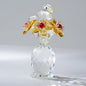 Crystal Bird & Forget-Me-Not Flower Figurine,3x4 inch Glass Flower Collectible Ornaments for Home Decor Table Centerpiece Glass Bouquet Flowers Keepsake Gifts for Women （Yellow）