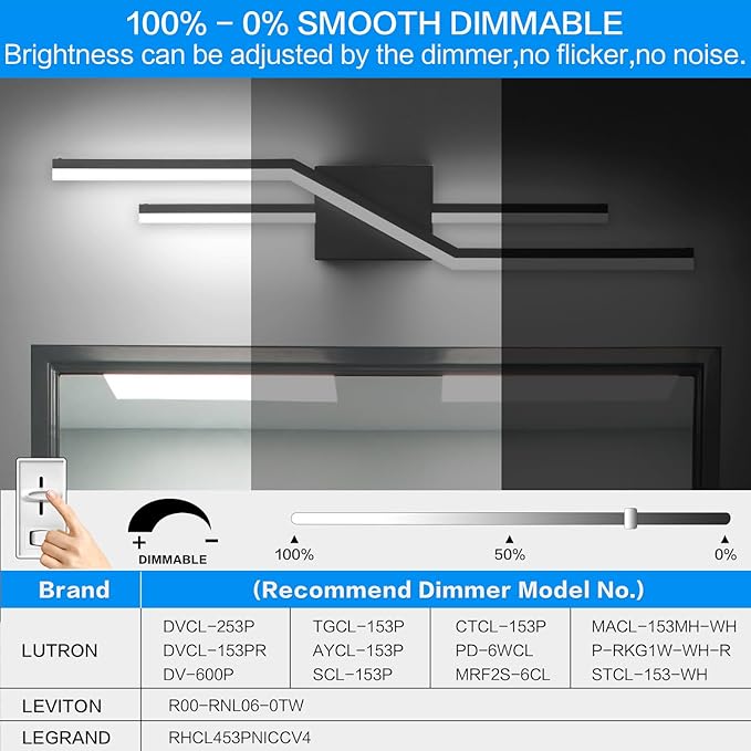 SOLFART Bathroom Lights Over Mirror Dimmable 32 Inch Modern Black Vanity Lights for Bathroom LED Vanity Lighting Fixtures