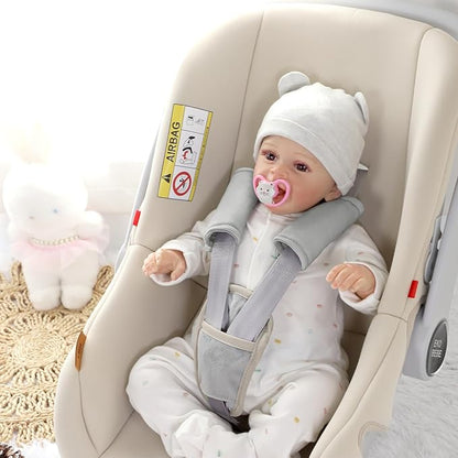 SWESEN Baby Car Seat Strap Covers, 3 Piece Soft Car Seat Strap Shoulder Pads for Baby Girls Boys, Double-Sided Use carseat Straps Covers for Stroller, Car Seats, Pushchair, Gray