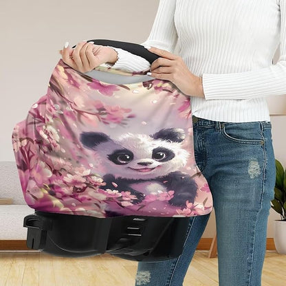 GIFTPUZZ Panda Nursing Cover for Breastfeeding, Car Seat Cover Nursing Scarf, Shopping Cart Stroller Covers, Soft Car Seat Canopy Breathable Multipurpose Design Light Blanket Stroller Cover