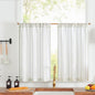 jinchan Linen Striped Kitchen Curtains Tier Cafe Curtains for Living Room Bathroom RV 36 Inch Farmhouse Rustic Half Window Treatment Light Filtering 2 Panels Green on White