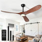 52 Inch Ceiling Fans with Lights and Remote, Wood Outdoor Ceiling Fan with 6 Speed Noiseless DC Motor, Indoor Modern 3 Blade Propeller Ceiling Fan for Bedroom Living Room Gazebo Patio(Walnut)
