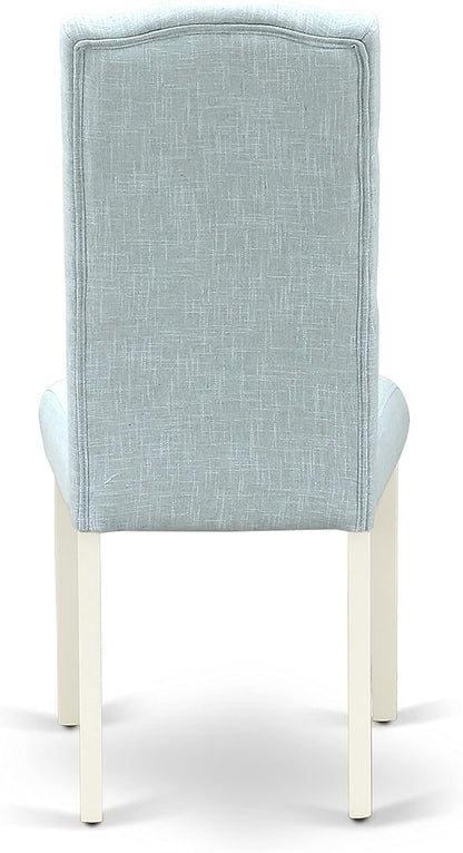 East West Furniture LGCE5-LWH-15 5 Piece Kitchen Table Set for 4 Includes a Rectangle Butterfly Leaf Dining Table and 4 Baby Blue Linen Fabric Upholstered Chairs, 42x84 Inch, Linen White