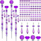 Exway 100 PCS DIY Fairy Wand Beaded Garden Stake Beads Kits with Purple Large Hole Beads 4 Crystal Stopper Top Threaded Rods and 4 Purple Sparkling Crystal Pendants for Outdoor Indoor Decor