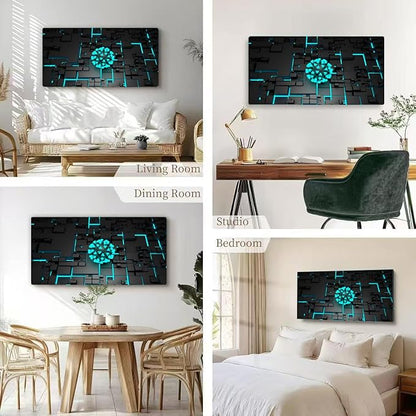 Wibinuki Wall Art Wall Decor Wall Paintings Artificial intelligence tracks spread, Technology and AI algorithms for Living Room Bedroom Bathroom Home Decor Can Be Hung Directly 20"x 40"