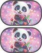 Bulopur 2 PCS Panda Rose Flower Car Windshield Sun Shade for Side Window UV Protection Breathable Easy to Install Mesh Car Window Covers Mesh Window Shades for Baby Universal Fit