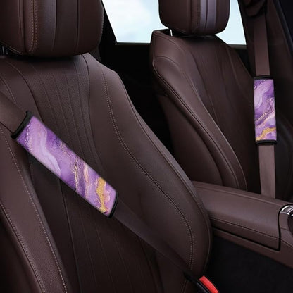 Seat Belt Cover,Purple Marble Soft Car Seat Belt Pad Cover Seat Belt Shoulder Pads for Adults Kids Set of 2 Universal Fit
