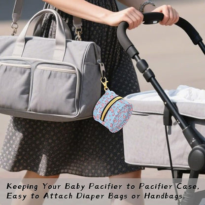 Cartoon Axolotl Coral Blue Print Pacifier Holder Case for Diaper Bag Portable Travel Pacifier Storage Case with Clip Newborn Baby Pouch for Baby Boys Girls Purse Outdoor