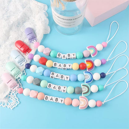 Pacifier Clips Baby Gift,Personalized Pacifier Clip With Name,Custom Silicone For Baby Lovely Daisy Color Diversity