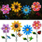 Solar Garden Stake Lights, Metal Flower Design, 4 Pc. Set for Outdoor Decor, Garden, Patio, Pathway