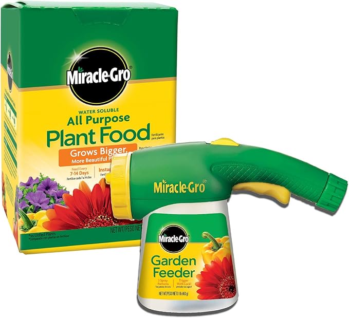 Miracle-Gro Water Soluble All Purpose Plant Food and Garden Feeder Bundle: Use on Flowers, Vegetables, Trees, and Houseplants