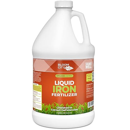 Bloom City's Organic Liquid Iron - Liquid Iron for Lawn - Chelated Iron for Plants, Gallon (128 oz)