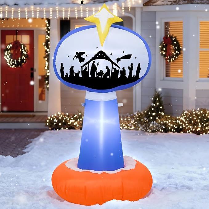 TRMESIA 4 FT Inflatable Christmas Yard Sign Decorations, LED Lighted Indoor Outdoor Xmas Blow up Decor,Christmas Garden Yard Lawn Decoration Enhance Winter Festivities