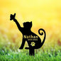 Personalized Name Memorial Garden Stake Pet Metal Grave Marker, Custom Butterfly Cat Memorial Grave Marker Stake, Customized Butterfly Cat Memorial Stake Remembrance Stake with Paw