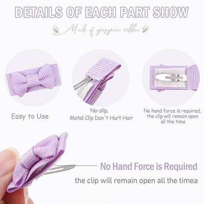 CÉLLOT 60Pcs Baby Hair Clips 1.2" Tiny Baby Bows Snap Hair Clips for Thin Hair Grosgrain Ribbon Hair Bows Clips for Baby Girls Toddlers Infant in Pairs