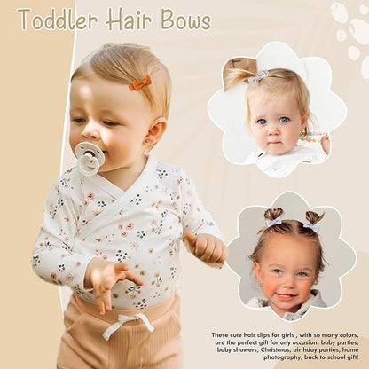 24PCS 2inch Oaoleer Baby Girls Hair Clips, Fully Lined Bows Hair Pins, Tiny Alligator Clips for Infants Toddlers - 12 Colors in Pairs (Style B)