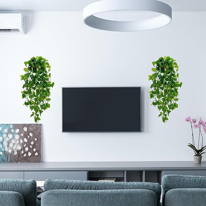 BLEUM CADE Fake Hanging Plants, 4pcs Artificial Hanging Plant, Faux Pothos Vines Hanging Plant Greenery for Wall Home Living Room Indoor Outdoor Decor (No Baskets)