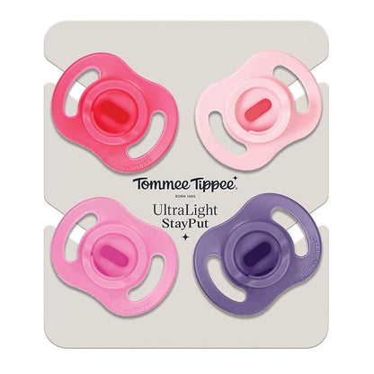 Tommee Tippee Ultra-Light StayPut Pacifier, One-Piece Silicone Design, 18-36m, 4 Pack