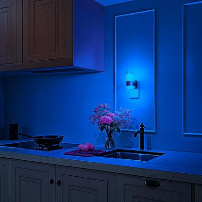 Briignite Night Light, Night Lights Plug into Wall, RGB Color LED NightLight with Dusk to Dawn Sensor, 180° Rotating Night Lights, Adjustable Brightness, Wall Sconce for Bedroom Hallway, 2 Pack