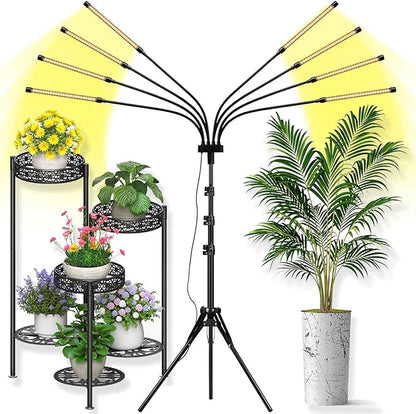 Grow Lights for Indoor Plants [ 8 in1 ] 400 LEDs, Full Spectrum Plant Lights for Indoor Growing with Tripod Stand, Auto On/Off Timing 4/8/12H, Plant Grow Lights Indoor.