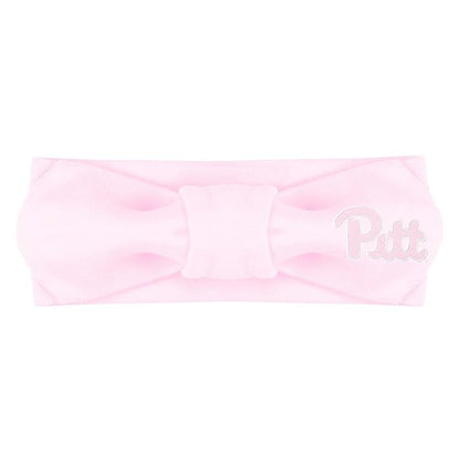 Creative Knitwear Pitt Panthers Infant Girls Pink Solid Hair Knot Headband Embroidered Logo - Size Newborn - 4T