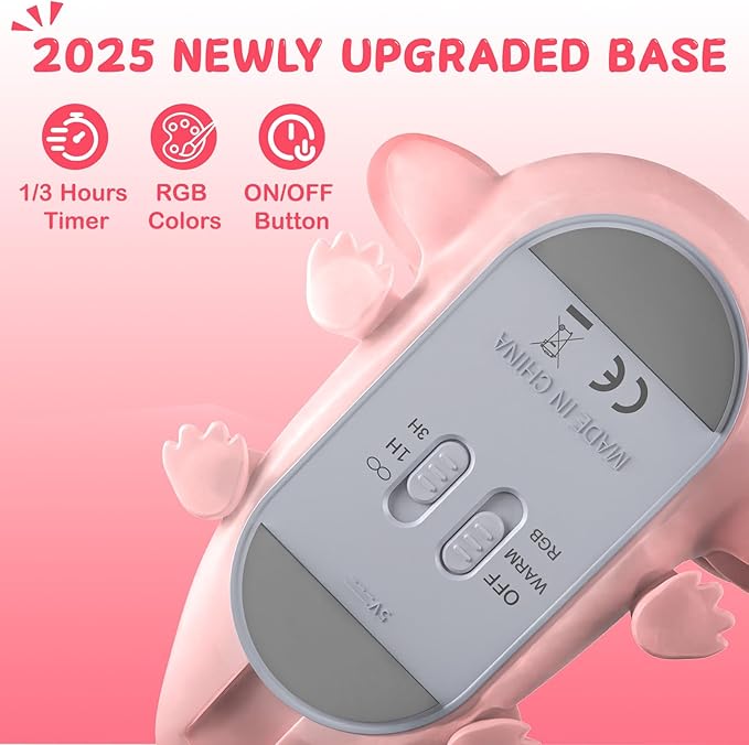 LOVERUIS Axolotl Night Light for Kids Gifts Squishy Nightlight for Kid Room Decor Girls Rechargeable 1/3 Hours Timer Lamp Colorful Cute Lights Toddle Baby (Big Eye)