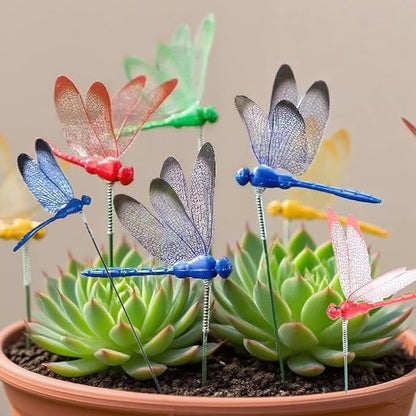 36PCS Dragonfly Garden Wooden Stakes, Suitable for Indoor and Outdoor lawns, Balcony Plants, Flower Pots, Easter Decorations of Artificial Dragonflies, Resistant to Sun Exposure and Wind and rain