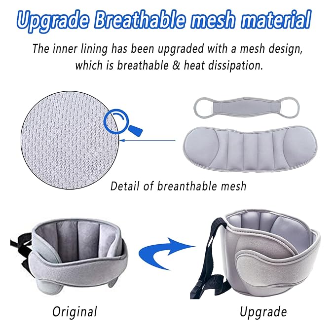 Car Head Support Toddle Car Neck Relief Baby Child Car Seat Adjustable Head and Neck Support Band - A Comfortable Sleep Solution, Gray