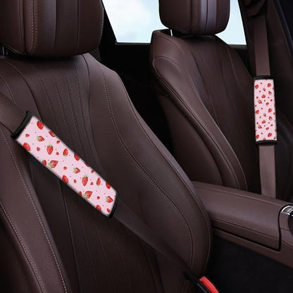 UNICEU Pink Strawberry Printed Neoprene Car Seatbelt Cushion Coversfor Women,Strawberry Car Accessories Seat Belt Covers Shoulder Pads Seatbelt Strap Cover for Cars,Backpack Shoulder Strap