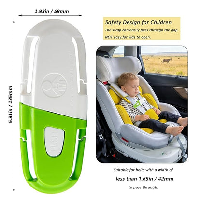 Universal Car Seat Chest Clip, Adjustable Harness Positioning Clip for Stroller and Booster Seat, Anti-Slip Shoulder Straps Holder Accessory for Parents (1 Pack, Green&White)