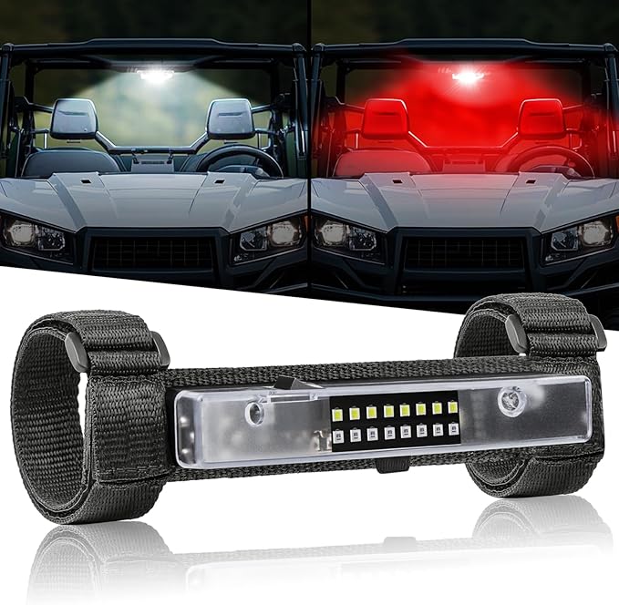 UTV Dome Light, FASTCHOY AUTO Roll Bar Light Interior Dome Lights Battery Powered Universal for UTV RZR SXS Ranger Polaris Truck Golf Cart Can Am Off Road - White/Red