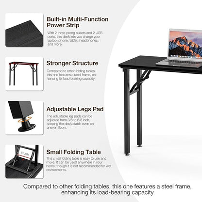 TEMI Small Computer Desk Folding Table - 35.8" Foldable Office Desk, No Assembly, Perfect for Small Spaces in Bedroom, or Apartment, Portable Mini Desk or Study Table Compact Design, Dark Oak