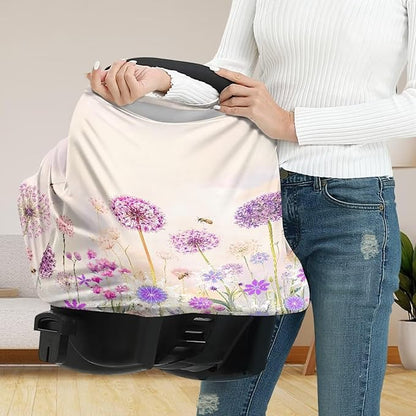 Biyejit Dandelion Flower Car Seat Cover for Babies, Mom Nursing Covers Breastfeeding Scarf, Multi Use Infant Carseat Canopy for Newborn Carrier/Stroller/Shopping Cart, Gifts for Boy Girl